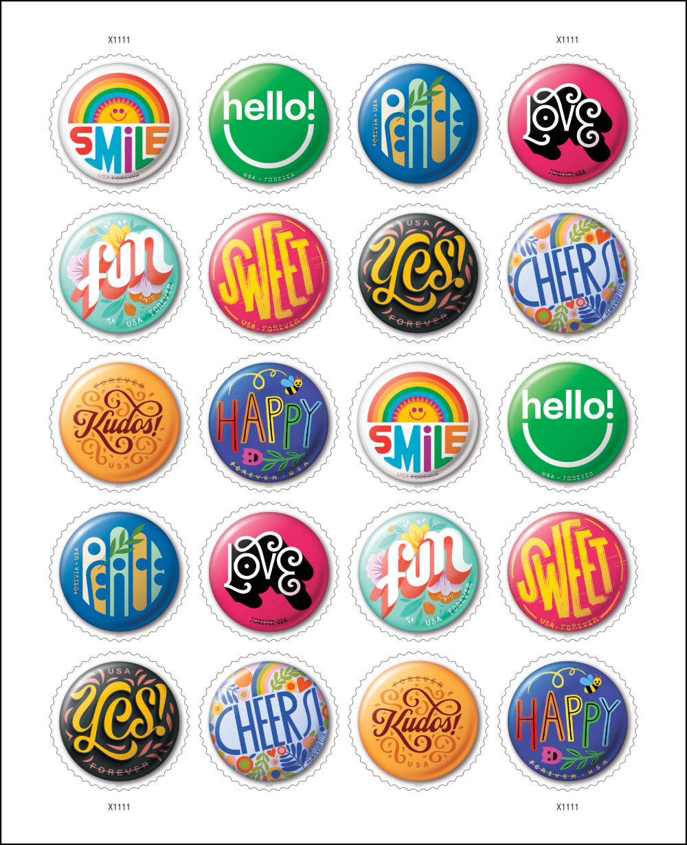 Pinback Buttons - 2024 Forever Stamps, 100-Count Pinback Buttons 2024 Stamps