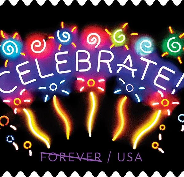 Neon Celebrate Forever Stamps