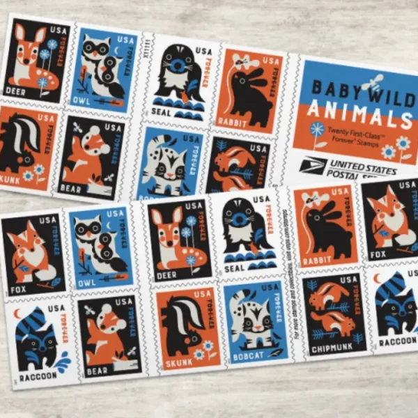 Baby Wild Animals - 2025 Forever Stamps, 100-Count